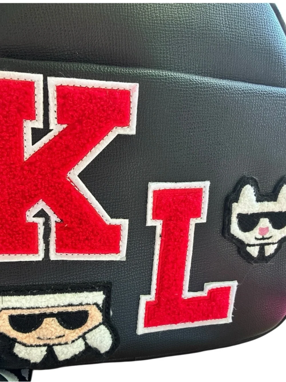 NWT Karl Lagerfeld Paris Varsity Patch Mini Backpack Black Red‎